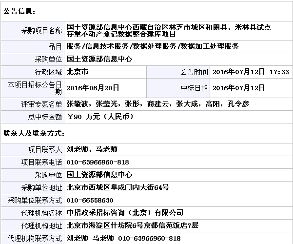 國土資源部信息中心西藏自治區林芝市城區和朗縣,米林縣試點存量不